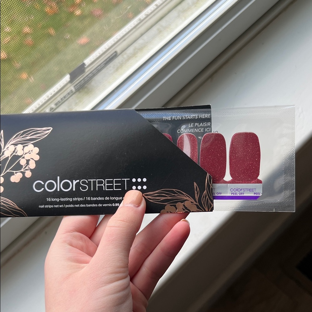 Color Street Deep Red Glitter Nail Strips